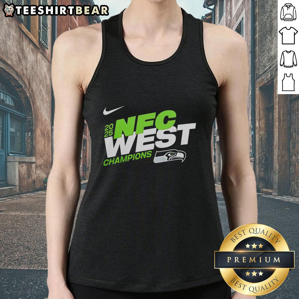 Alt Text: Awesome Seattle Seahawks 2025 NFC East Champions tank top featuring Super Bowl LX mascot design.