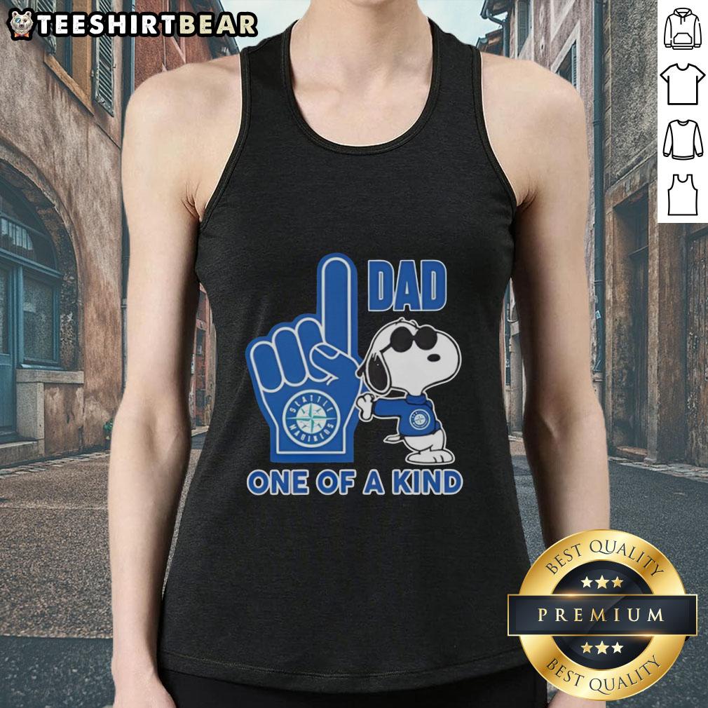 Alt Text: Unique Snoopy Seattle Mariners tank top for dads, featuring a fun design perfect for casual outings or game day.