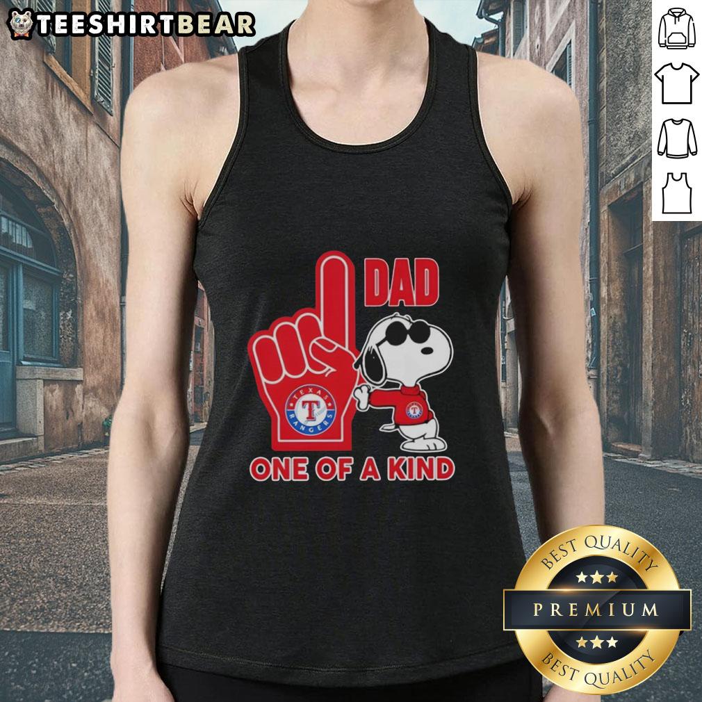 Awesome Snoopy Texas Rangers Dad tank top - a unique, one-of-a-kind design for baseball fans and Snoopy lovers.