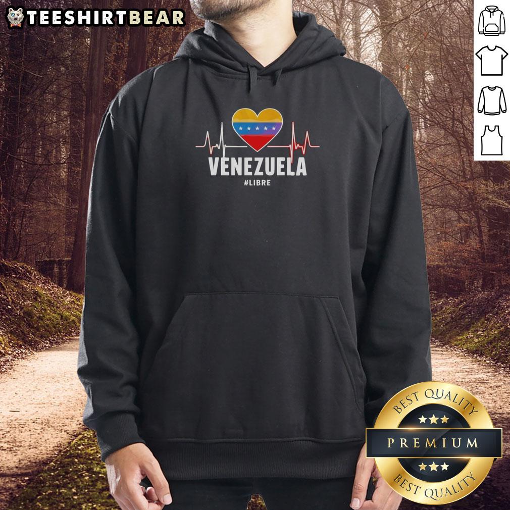 Awesome Venezuela heart shape hoodie featuring a vibrant design and heartbeat graphic, perfect for proud Venezuelans.