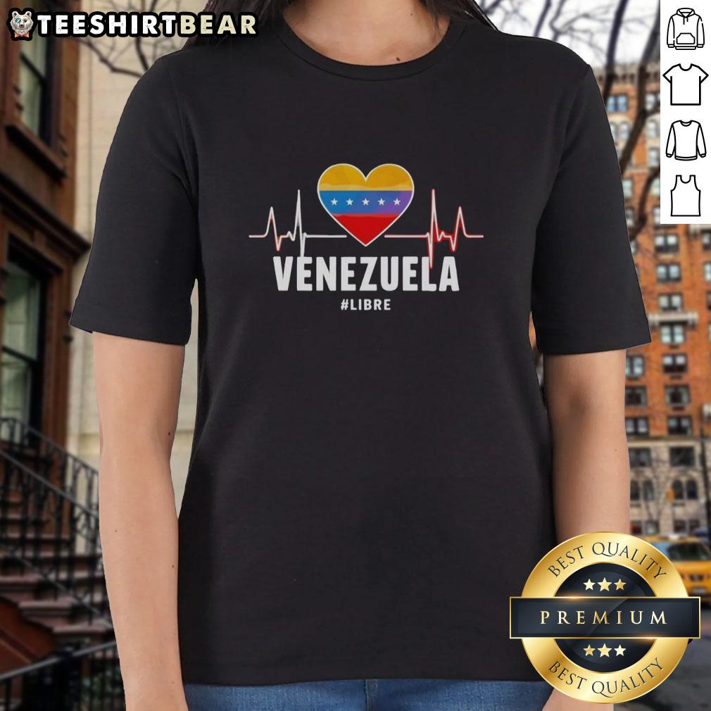 Awesome Venezuela Heart Shape tee featuring a stylish heartbeat design for ladies, perfect for expressing national pride.