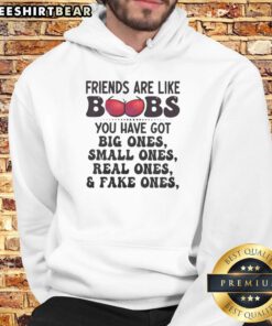 Good Friends Are Like Boobs hoodie featuring playful text design on a cozy garment, perfect for casual wear.