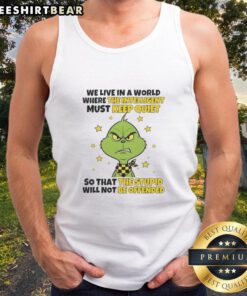 Good Grinch tank top featuring the phrase about intelligent voices being silenced in today's world, perfect for casual wear.