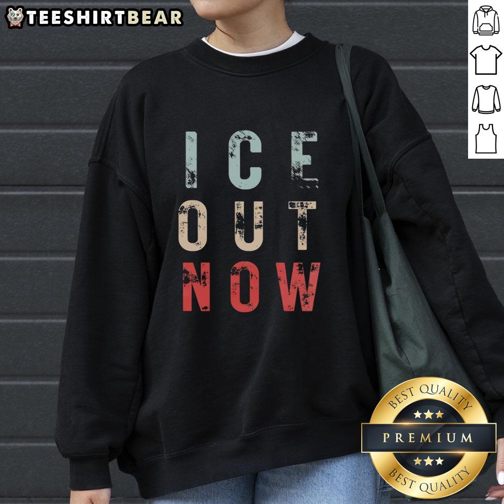 Good Ice Out Now Vintage Sweatshirt in heather gray with retro design, perfect for cozy casual outfits.