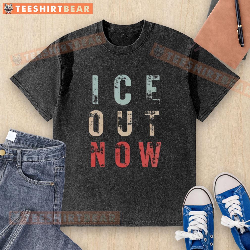 Vintage washed t-shirt featuring 'Good Ice Out Now' graphic, perfect for casual wear and stylish summer outfits.