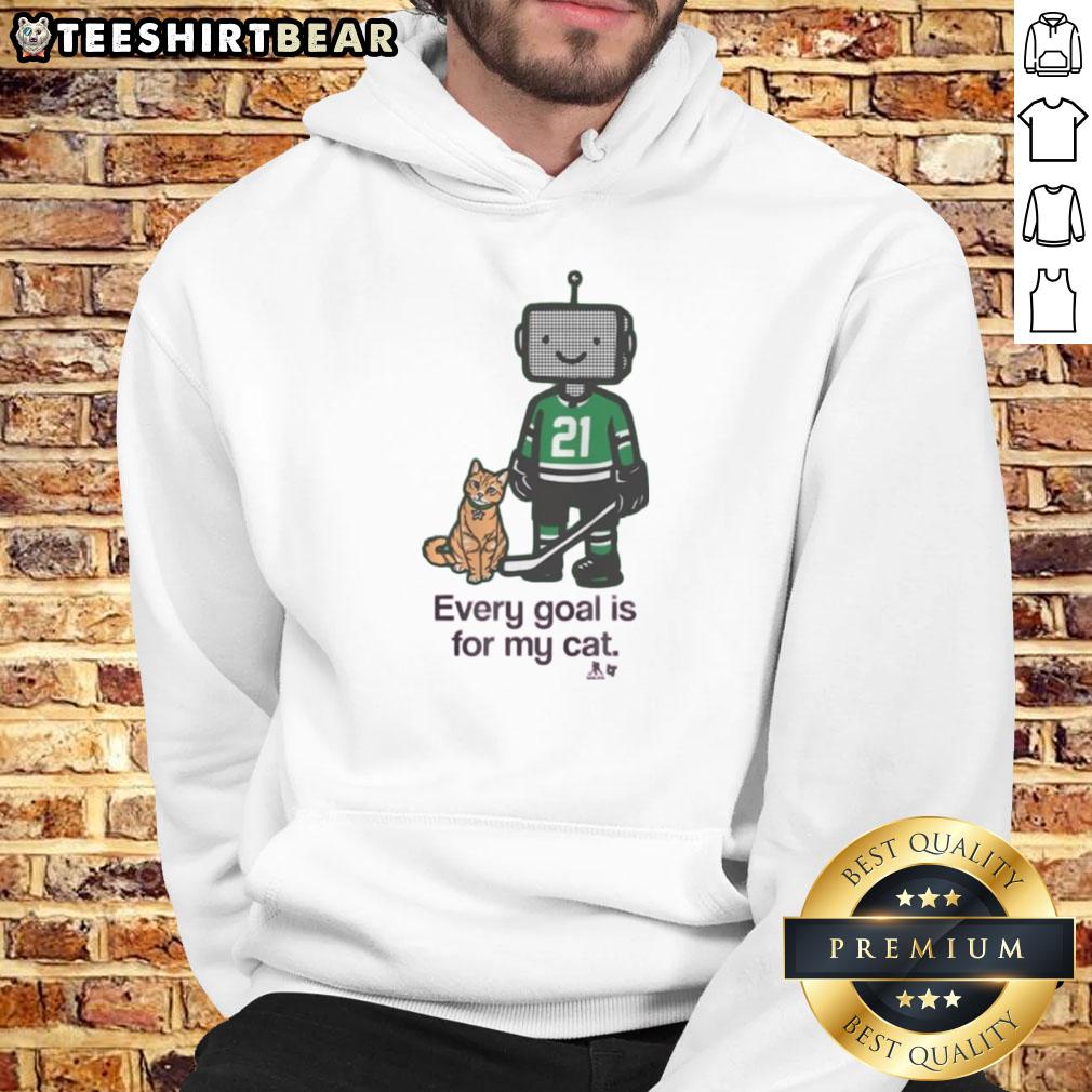 Good Jason Robertson 'Every Goal Is For My Cat' hoodie design featuring a playful graphic, perfect for cat lovers and hockey fans.