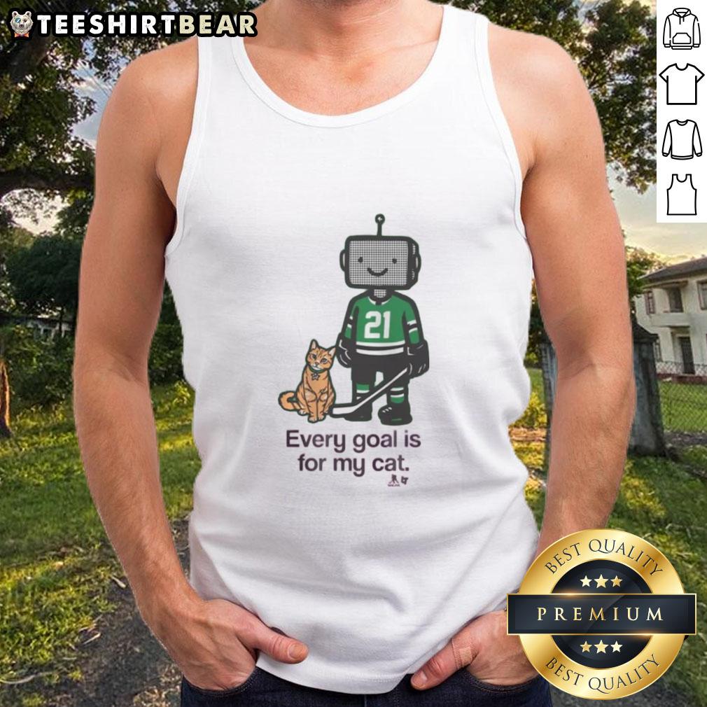 Good Jason Robertson Every Goal Is For My Cat tank top featuring a playful design for cat lovers and hockey fans.