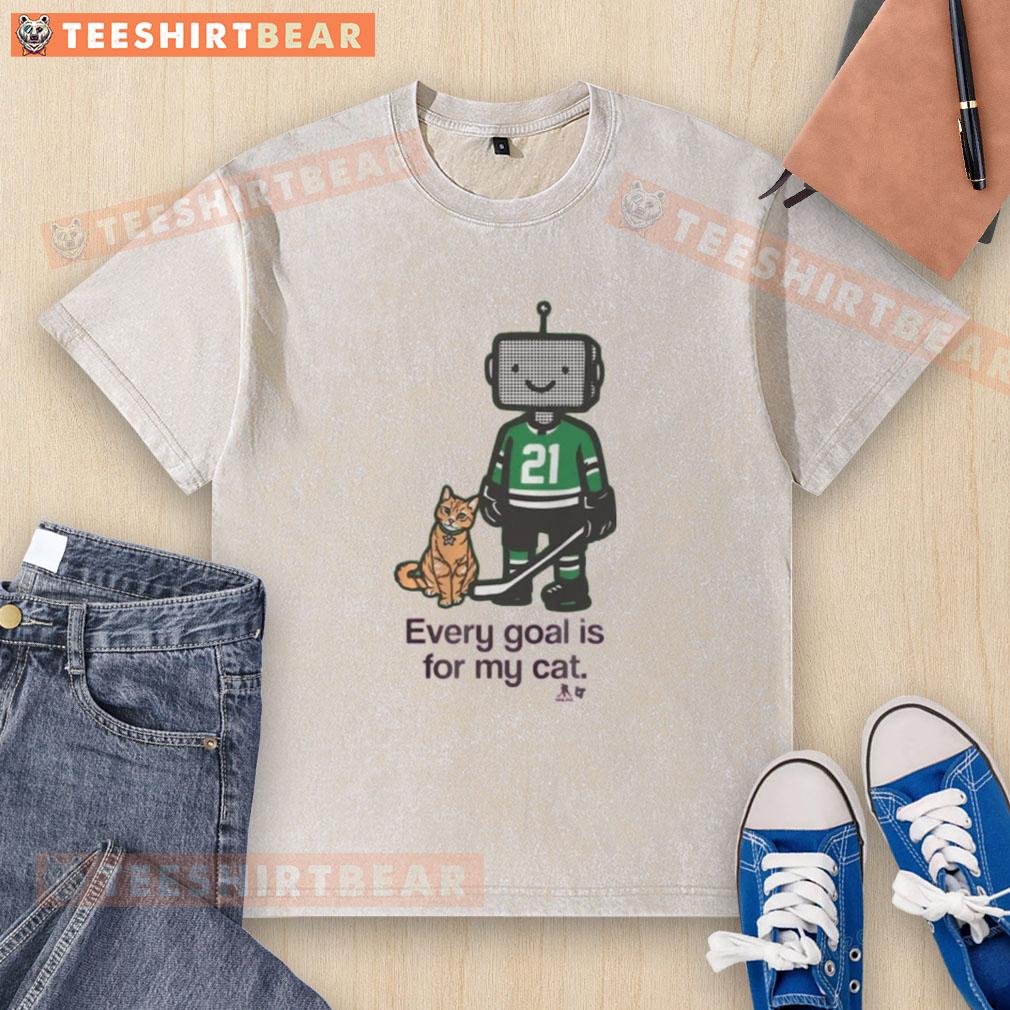 Good Jason Robertson Every Goal Is For My Cat washed T-shirt featuring a playful cat graphic and vibrant colors.