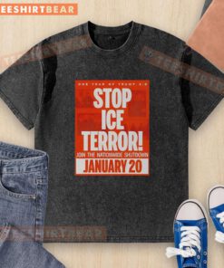 Good One Year of Trump Stop ICE Terror t-shirt design for nationwide shutdown January 20, 2026 protest.