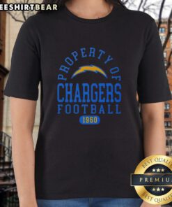 Los Angeles Chargers football ladies tee, showcasing team spirit since 1960 with stylish design and vibrant colors.