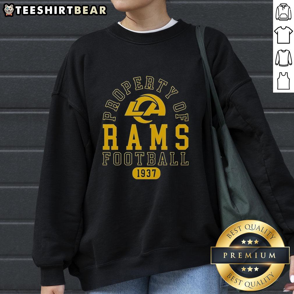 Los Angeles Rams sweatshirt featuring 'Good Property' design, celebrating the team's history since 1937.