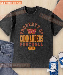 Good Property of Washington Commanders Football since 1932 washed t-shirt featuring vintage team logo and design.