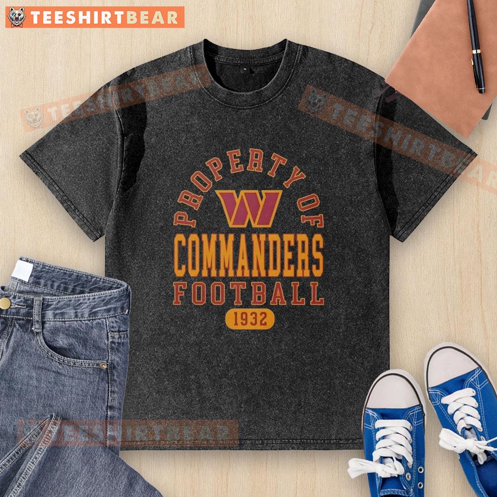 Good Property of Washington Commanders Football since 1932 washed t-shirt featuring vintage team logo and design.