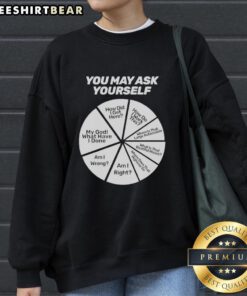 Happy sweatshirt featuring the phrase 'My God, What Have I Done?' for a humorous twist on self-reflection and life choices.