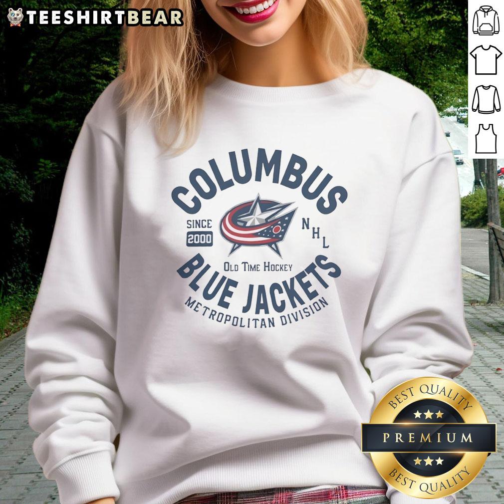 Columbus Blue Jackets Metropolitan Division sweatshirt, vintage NHL design since 2000, perfect for hockey fans.