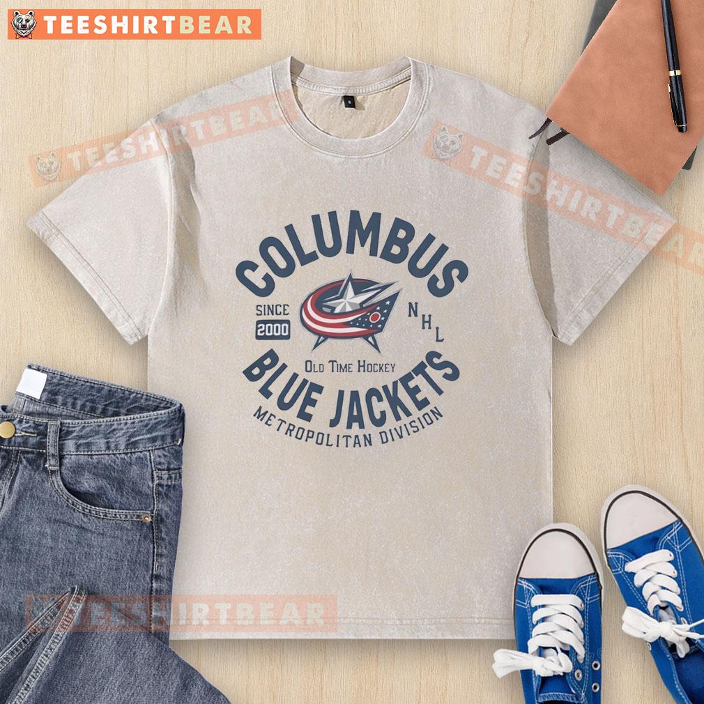 Alt Text: Vintage Columbus Blue Jackets Metropolitan Division NHL washed t-shirt, celebrating old-time hockey since 2000.