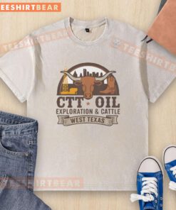 Vintage washed t-shirt featuring Nice CTT Oil Exploration and cattle design, perfect for West Texas enthusiasts.