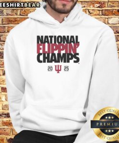 Nice Hoosiers Indiana Football National Flippin Champs Hoodie in red with bold lettering, perfect for fans and supporters.