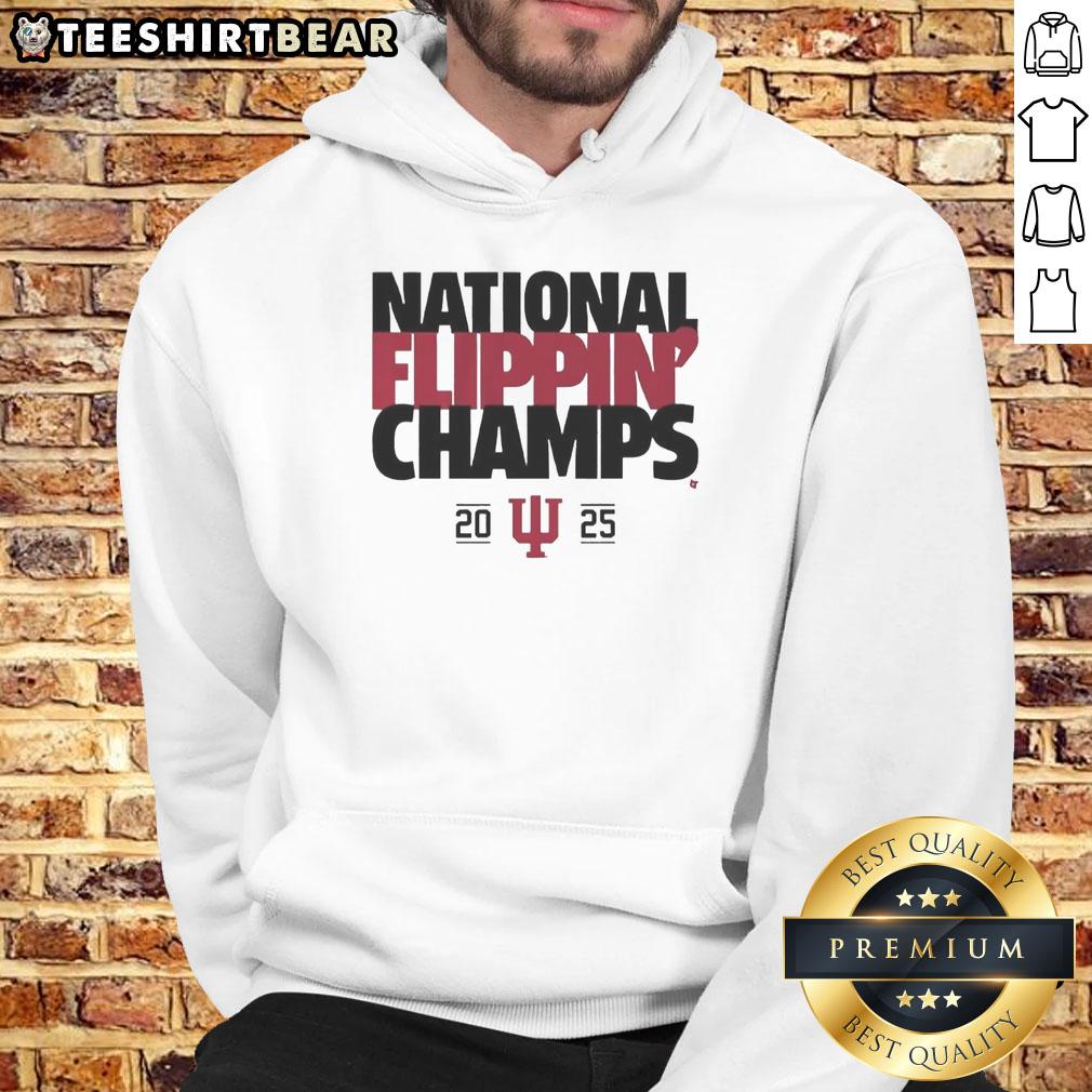 Nice Hoosiers Indiana Football National Flippin Champs Hoodie in red with bold lettering, perfect for fans and supporters.