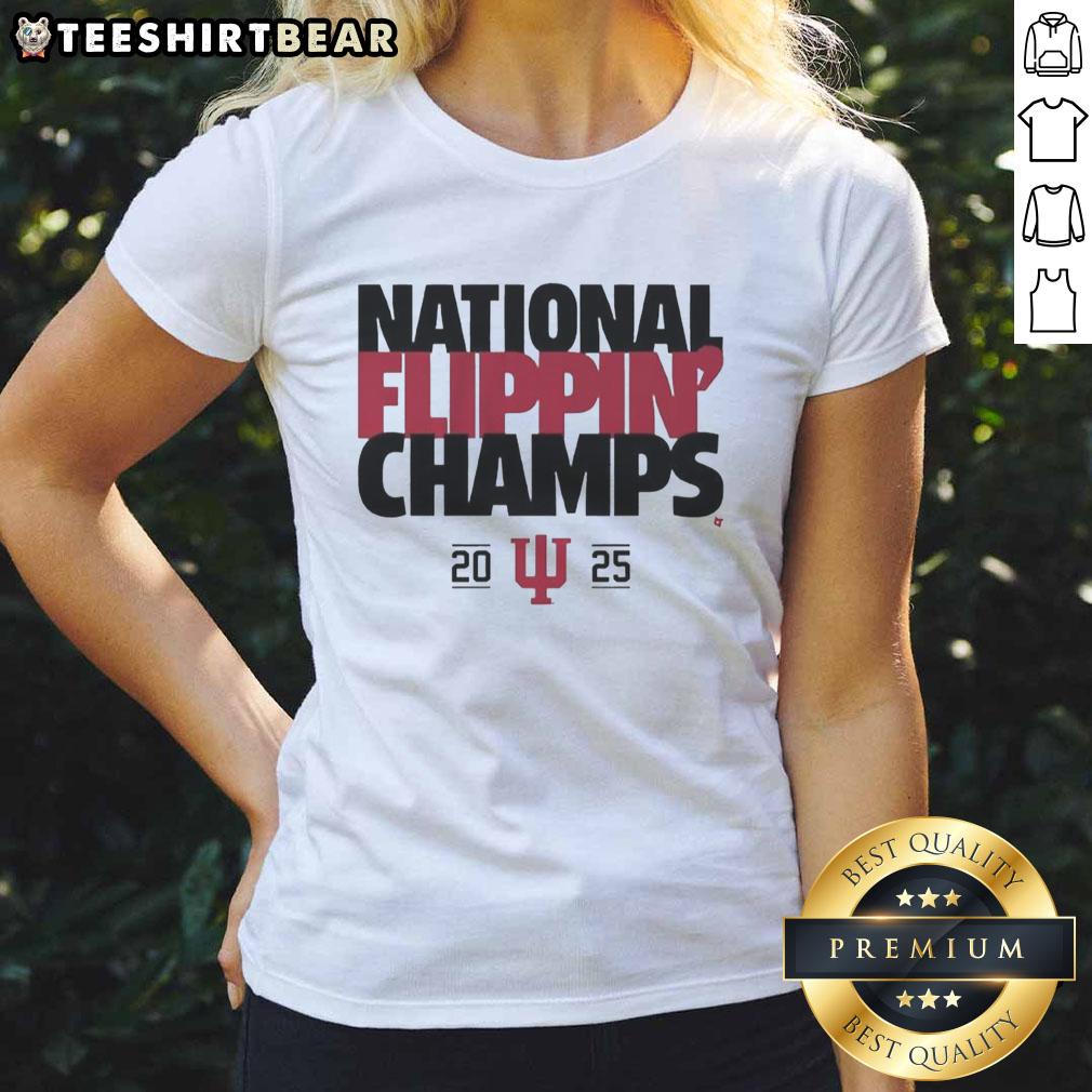 Nice Hoosiers Indiana Football National Flippin' Champs ladies tee in red, perfect for fans and game day attire.