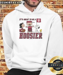 Nice Indiana Hoosiers Peanuts hoodie featuring 'It's a Great Day to Be a Hoosier' text, perfect for fans.