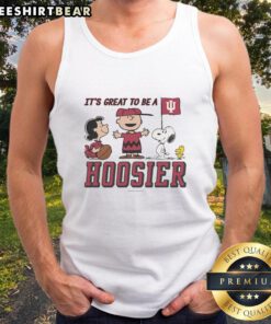 Nice Indiana Hoosiers peanuts tank top with 'It's a Great Day to Be a Hoosier' design, perfect for fans and summer wear.