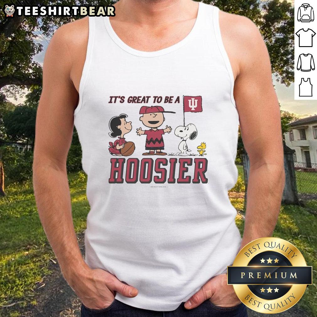Nice Indiana Hoosiers peanuts tank top with 'It's a Great Day to Be a Hoosier' design, perfect for fans and summer wear.