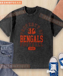 Vintage Cincinnati Bengals football washed t-shirt, celebrating team pride since 1968, perfect for fans and collectors.