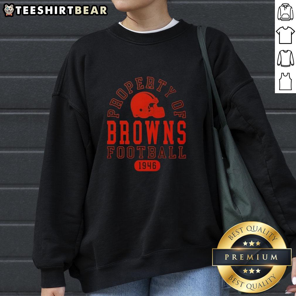 Cozy Cleveland Browns sweatshirt featuring 'Nice Property of Cleveland Browns Football Since 1946' design.