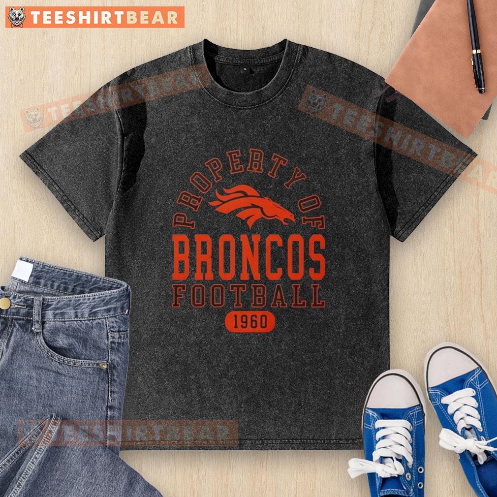 Denver Broncos football washed t-shirt featuring vintage design, celebrating the team's legacy since 1960.