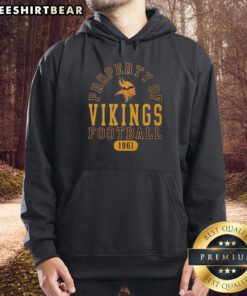 Minnesota Vikings hoodie showcasing team logo, celebrating Vikings football heritage since 1961.