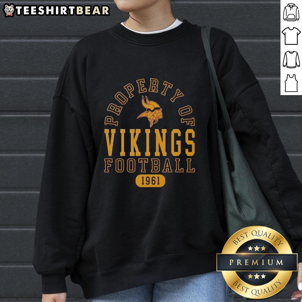 Cozy Minnesota Vikings sweatshirt featuring 'Nice Property Since 1961' design, perfect for fans of Vikings football.