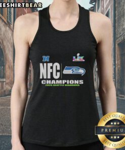2025 NFC Champions tank top featuring the Seattle Seahawks logo and vibrant team colors, perfect for fans.