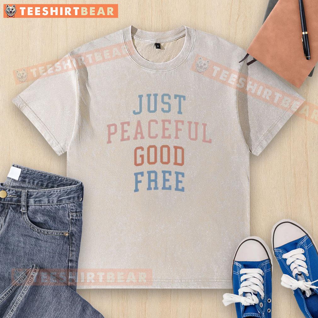 Nice Sharon McMahon wearing a peaceful graphic t-shirt, embodying comfort and style in a good free washed t-shirt.