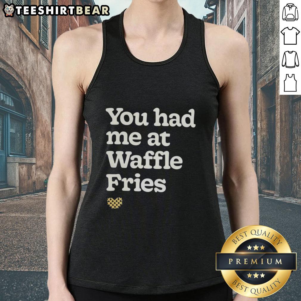 Nice You Had Me At Waffle Fries Fast Food Letter Tank Top featuring fun food-themed graphics for casual wear.