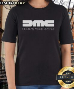Official DMC DeLorean Motor Company ladies tee featuring a stylish design and logo for fans of the iconic car.