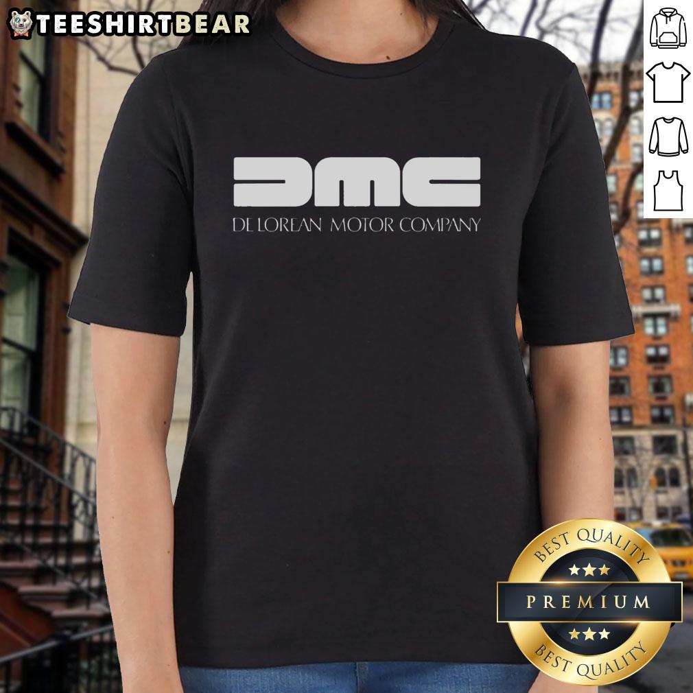Official DMC DeLorean Motor Company ladies tee featuring a stylish design and logo for fans of the iconic car.