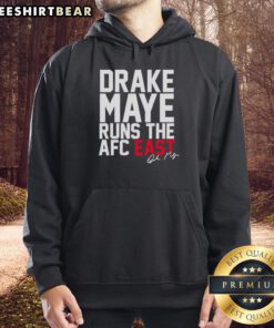 Drake Maye signature hoodie featuring the AFC East New England Patriots logo, perfect for fans and collectors.
