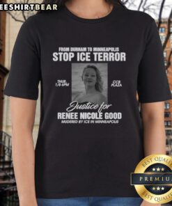 Official Durham to Minneapolis protest tee for ICE, honoring Renee Nicole Goode. Justice for all immigrants.