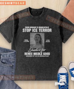 Protest t-shirt from 'From Durham to Minneapolis: Stop ICE Terror' event supporting justice for Renee Nicole Goode.