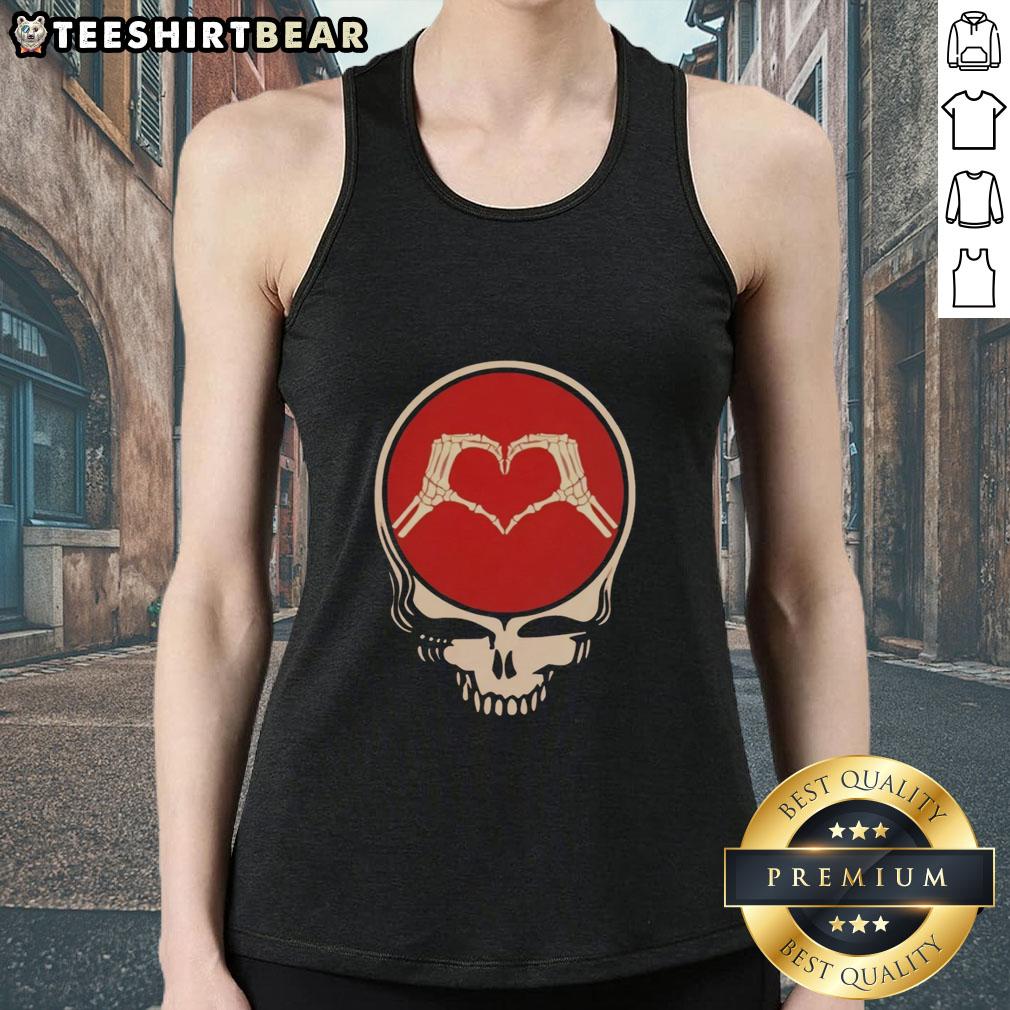 Official Grateful Dead rock music Valentine's Day tank top featuring iconic logo and vibrant colors for fans.