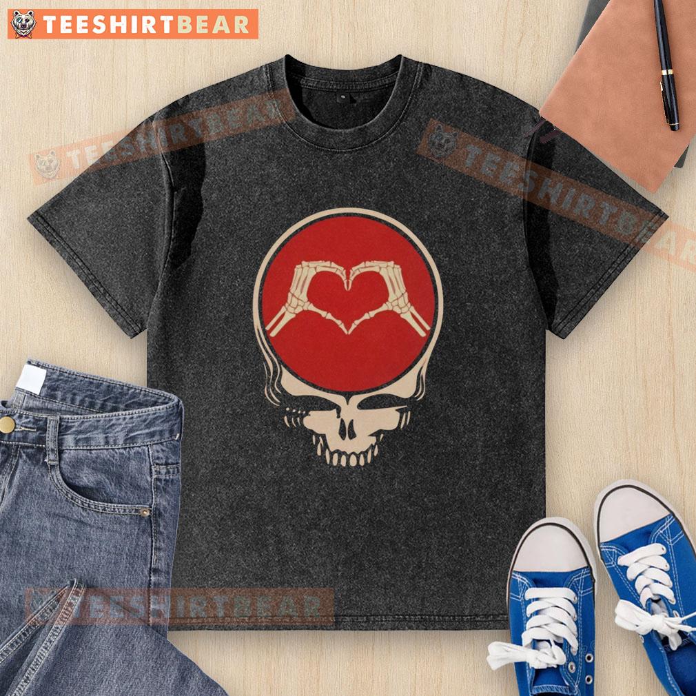 Official Grateful Dead rock music Valentine's Day washed t-shirt featuring iconic band graphics and a vintage look.