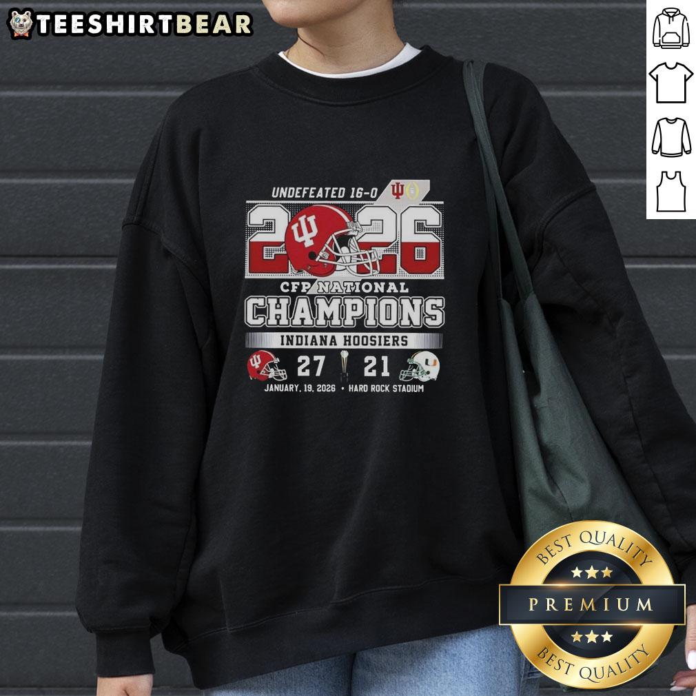 Official Hoosiers Indiana CFP National Champions 2026 Undefeated Final Score Helmet Sweatshirt - Team spirit apparel