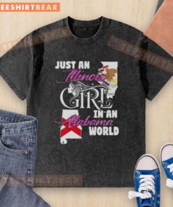 Official Just An Illinois Girl In A Alabama World washed t-shirt displayed on a casual background, perfect for stylish comfort.