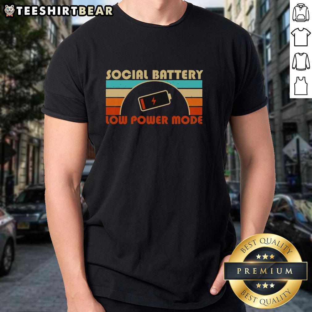 Official Low Social Battery Low Power Mode T-Shirt featuring a stylish design for tech enthusiasts and casual wear.