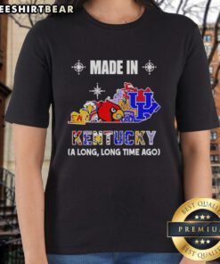 Official Made in Kentucky A Long Long Time Ago State Mashup Logo on a Ladies Tee, showcasing local pride and style.