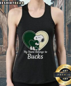 Official Milwaukee Bucks x Snoopy cartoon Valentine 2026 tank top featuring vibrant graphics and team logo.