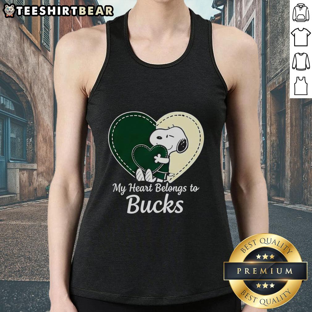 Official Milwaukee Bucks x Snoopy cartoon Valentine 2026 tank top featuring vibrant graphics and team logo.