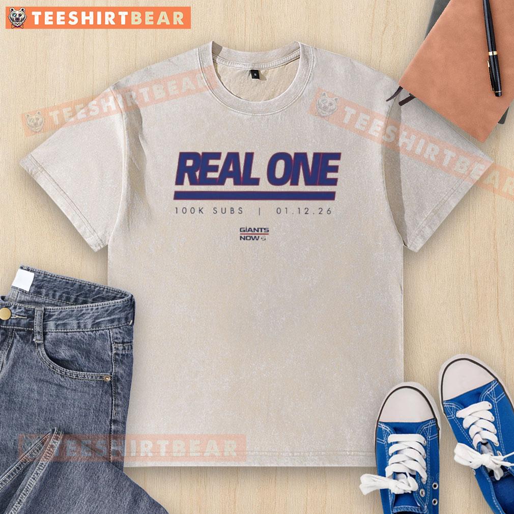 Official New York Giants Real One K Subs Washed T-Shirt in blue, featuring team logo and stylish design for fans.