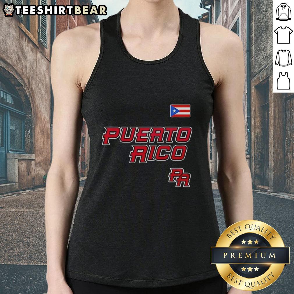 Official Puerto Rico World Baseball 2026 tank top featuring vibrant colors and a bold team logo.